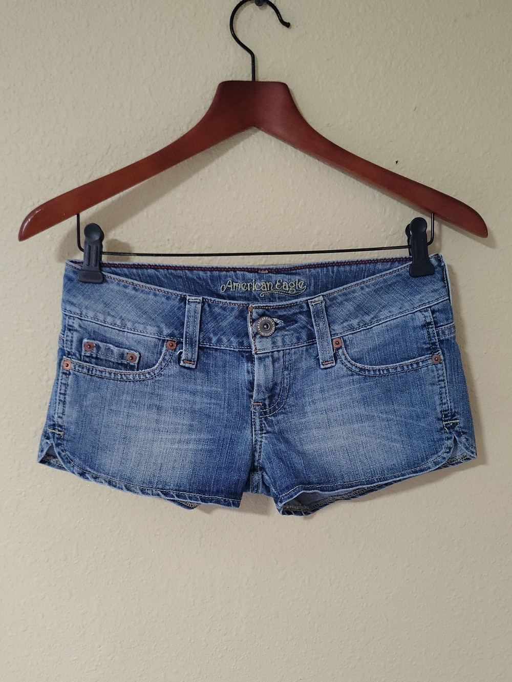 Vintage American Eagle Denim Extra Low Rise Micro Shorts Size 0 Y2K Coquette